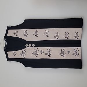 Venus Imports Nepal Black & Tan Horse Motif Long Vest L